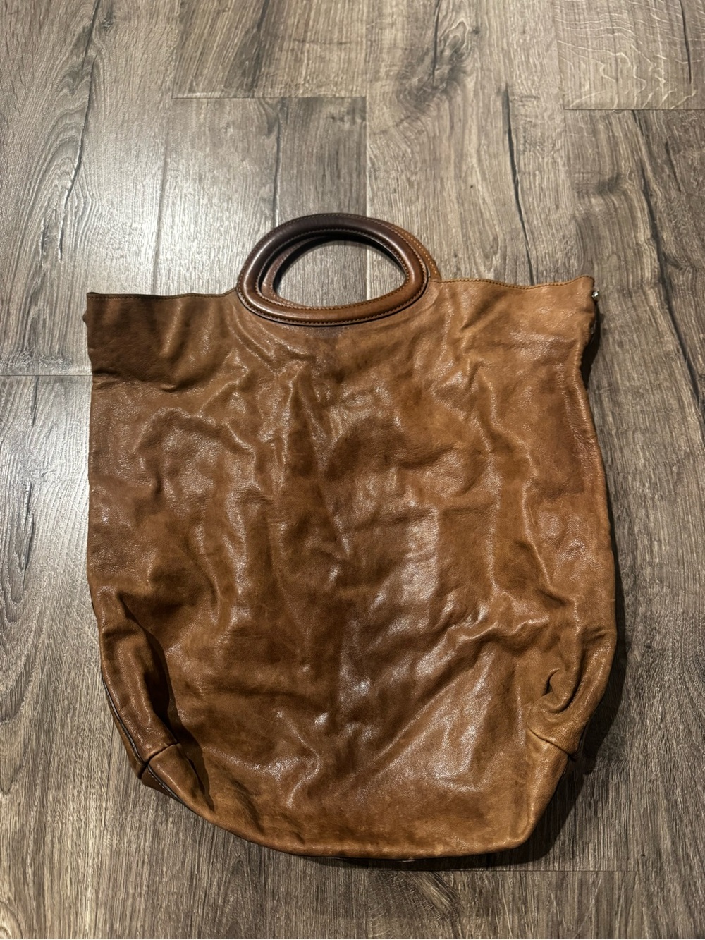 MARNI Brown Leather Tote purse with Rounded Top Handles
